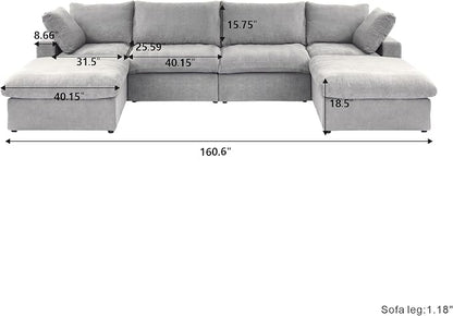 JACH U-Shaped Couches for Living Room, 6-Seats Modular Convertible Sectional - Image 2