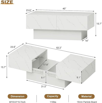 HedoAjim White Marble Coffee Table - Image 2