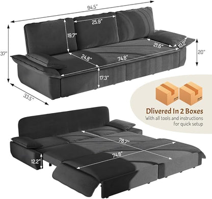 KEIKI 94.5" King 3-in-1 Sleeper Sofa, Oversized Pull-Out Couch - Image 2