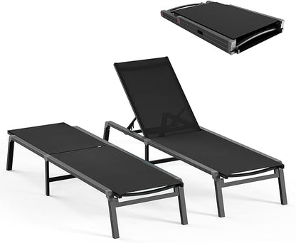 Patio Chaise Lounge Chair, Foldable Lounge Chair by CIOKEA