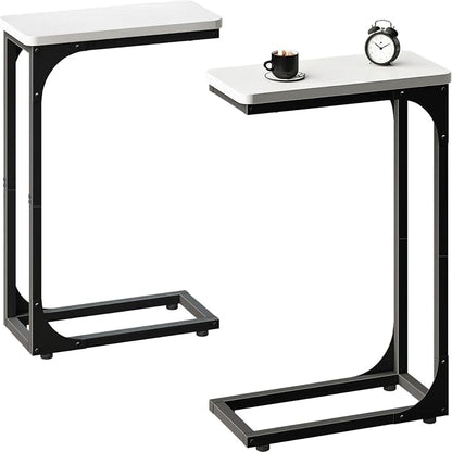 QEEIG Narrow C Shaped Side Table Set of 2 Living Room Sets Slim Couch Tray by QEEIG