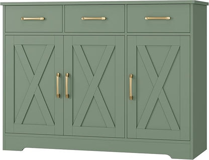 HOSTACK Modern Farmhouse Buffet Sideboard Cabinet, Barn Doors Storage Cabinet by HOSTACK