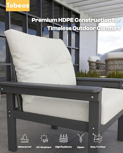 HDPE 3 Piece Patio Furniture Set, All-Weather Outdoor Couch Set - Image 8