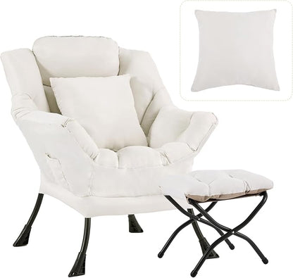 Lazy Chair with Ottoman, Large Accent Chair with Ottoman and a Throw Pillow by HomeEastllyHome