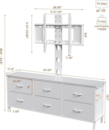 TV Stand with Mount, Fabric Dresser with 6 Drawers - Image 2