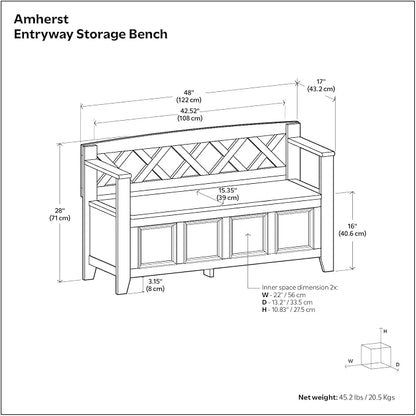 SIMPLIHOME Amherst Entryway Storage Bench - Image 13