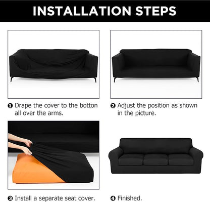 HunnmingRe Sofa Covers for 3 Cushion Couch Stretch Sofa and Loveseat Covers Set - Image 3