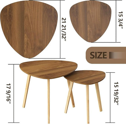 BAMEOS Bamboo Nesting Triangle End Table - Image 2