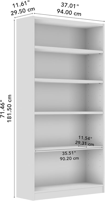 Bush Home Tall 5 Shelf Bookcase, 5 Tier Bookshelf Storage Cabinet - Image 3