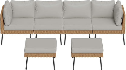 Aoxun 6 Piece Patio Furniture Set, 6 Seats Outdoor Sectional Sofas - Image 9