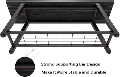 Oastreeful Industrial Entryway Bench Rustic Wood and Metal Storage Bench - Image 5