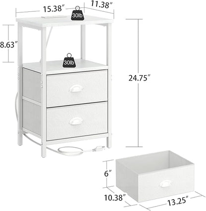 sthmec Nightstand with Charging Station, LED Night Stand Set 2, Bedside Table - Image 3