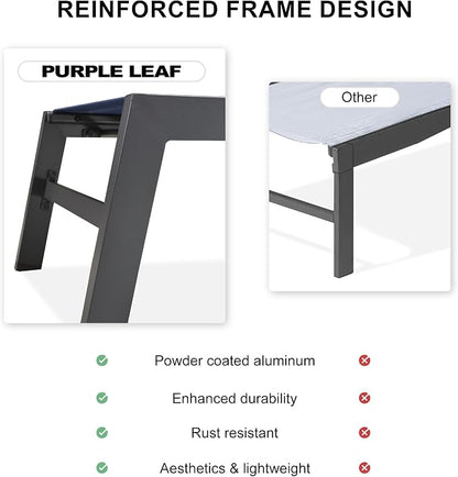 PURPLE LEAF Outdoor Chaise Lounge Set of 2 Aluminum Patio Lounge Chair - Image 7