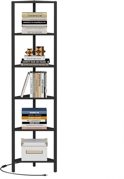 TUTOTAK Corner Shelf with LED Light, 6-Tier Corner Bookshelf - Image 7