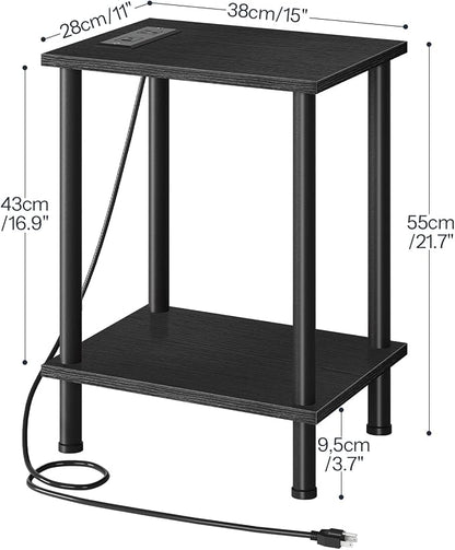 HOOBRO Side Table with Charging Station, End Table with USB Port and Outlets - Image 3