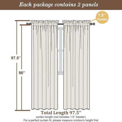 Chyhomenyc Sage Green Semi Sheer Curtains 96 Inches Long 2 Panels - Image 5