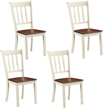 Giantex Wood Dining Chairs Set of 4, Armless Kitchen Chairs w/Solid Rubber Wood by Giantex