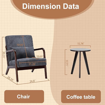 Havemies Mid-Century Modern Living Room Set, Accent Chair & Coffee Table in - Image 3