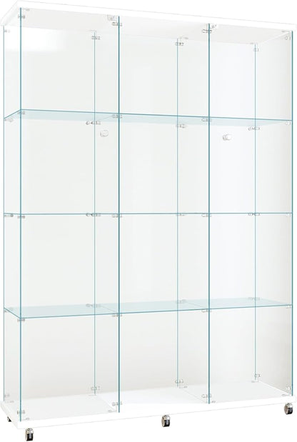 FLYMUHJIA Curio Cabinets with Glass Doors Modern Glass Shelves Tempered Glass by FLYMUHJIA