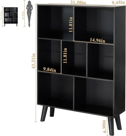 YAHARBO Black Bookshelf, 3 Tier Modern Bookcase - Image 3