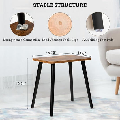 FORAOFUR Side Table, Rectangular Wooden Small End Table, Small Accent Table - Image 3