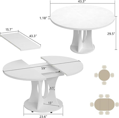 Einhomn 43-59" Extendable Round Dining Table, Kitchen Table - Image 2