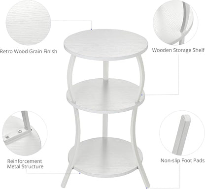 YEAKOO Vintage Small Round Side Table, 3-Tier Slim Waist Circular End Table - Image 5