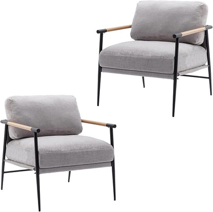 Ya-Home Mid-Century Accent Chair Set of 2, Soft Armchair Chenille Fabric Lounge by Ya-Home