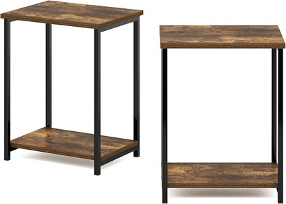 Furinno Simplistic Metal Frame End Table, Amber Pine - Image 6