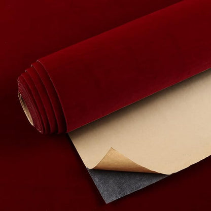 VEELIKE Dark Red Velvet Fabric Wallpaper Self Adhesive Soft Felt Drawer Liners by VEELIKE