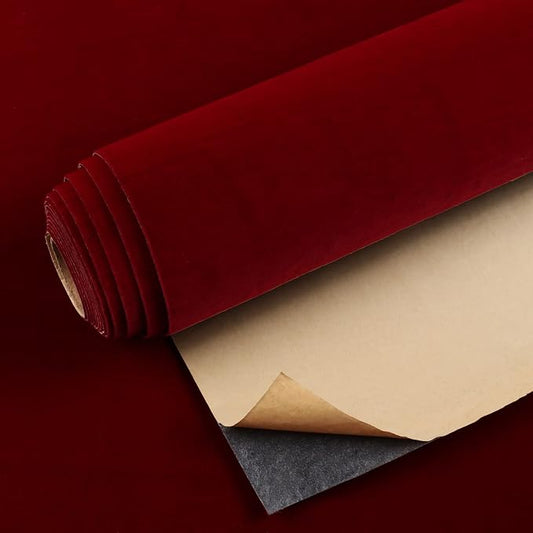 VEELIKE Dark Red Velvet Fabric Wallpaper Self Adhesive Soft Felt Drawer Liners by VEELIKE