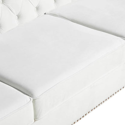 LEVNARY White Velvet Chair for Bedroom, Upholstered Sofa Chair - Image 5