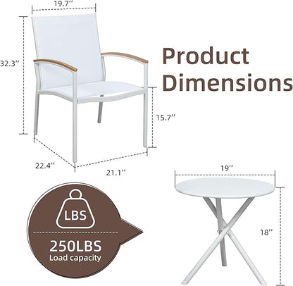 Shintenchi 3 Pieces Patio Bistro Sets, Outdoor Textilene Fabric Conversation - Image 6