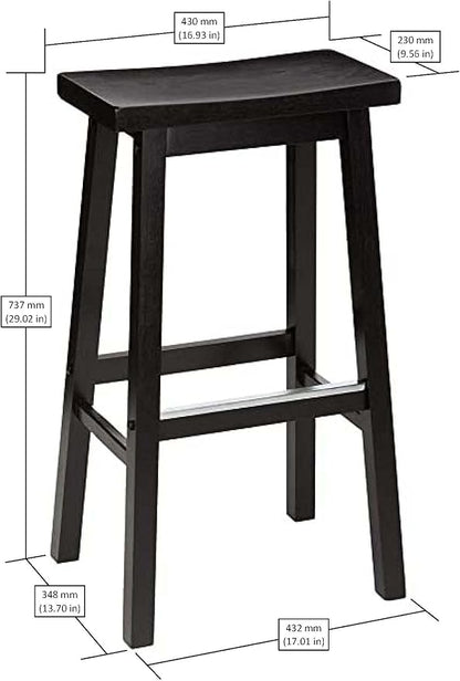 Amazon Basics Solid Wood Saddle-Seat Counter Height Bar Stools - Image 3