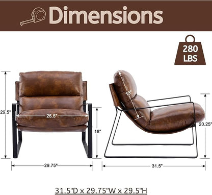LukeAlon Modern PU Leather Accent Armchair, Upholstered Soft Living Room Chair - Image 2