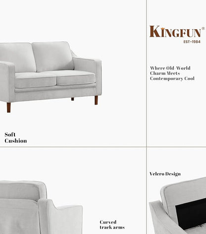 Kingfun 56" Chenille Sofa, Loveseat Couch, Mid Century Modern Love Seat Couches - Image 8