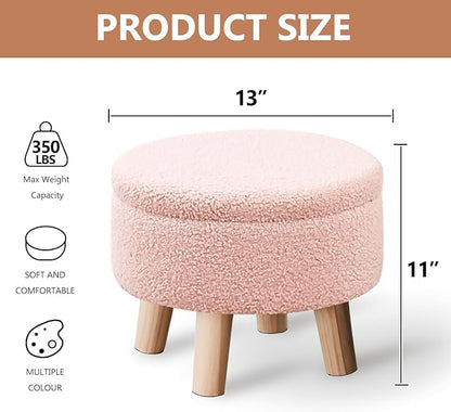 Wimarsbon Storage Ottoman, Modern Round Footrest - Image 3