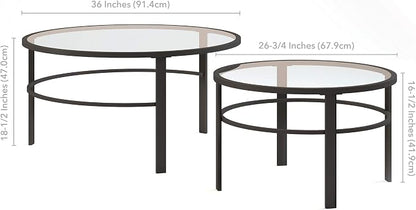 Henn&Hart Round Nested Coffee Table in Blackened Bronze, Coffee Table coffee - Image 17