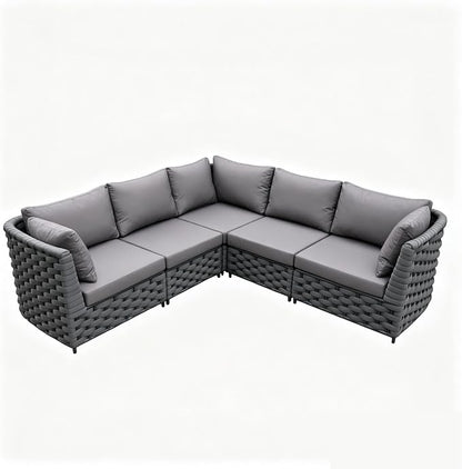 TWT Dark Gray 5-Piece Modular Outdoor Sofa, 5-Seater Free Combination Sectional by TWT