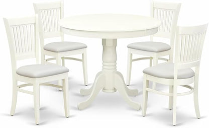 East West Furniture ANVA5-LWH-C 5 Piece Dining Room Table Set Includes a Round by EastWestFurniture