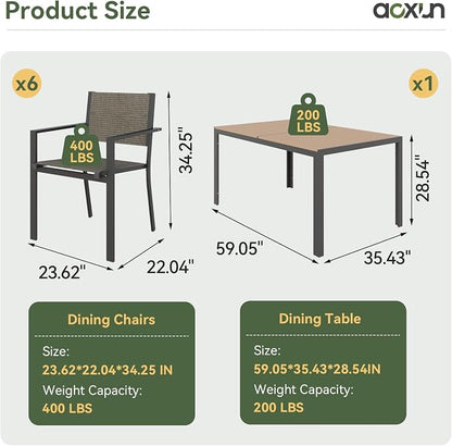 Aoxun 8-Piece Patio Table and Chairs Set & 15ft Patio Umbrella - Image 4