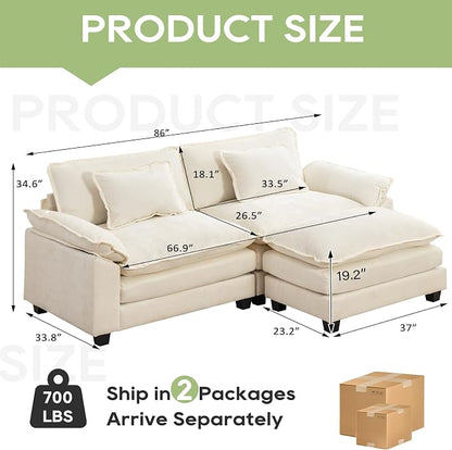 Oprisen 86" Modular Sectional Sofa, Comfy Cloud Couch Sectional Sofa - Image 2