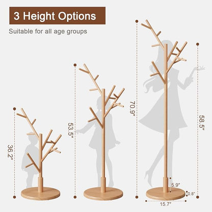 Muwuele Coat Rack, Solid Wood Coat Rack Freestanding - Image 5