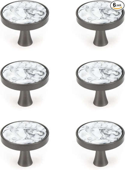 HEVSTIL 33 * 26MM Grey Marble Pattern Cabinet Knobs Marble Kitchen Cabinet by HEVSTIL