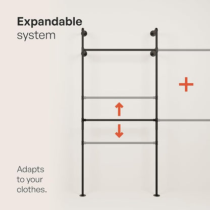 pamo Industrial Pipe Clothing Rack – Wall Mounted Black Closet System in - Image 6