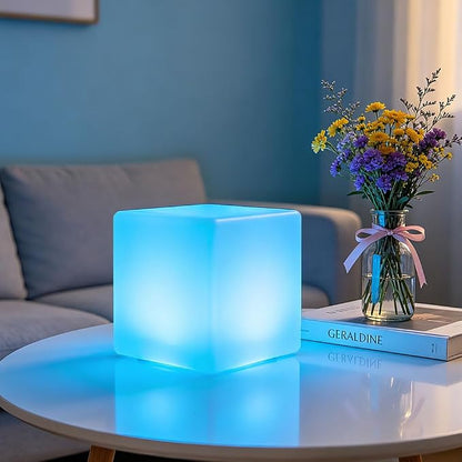 8-in LED Cube Night Light Mood Lamp, Cordless LED Light Cubes by BALMOST