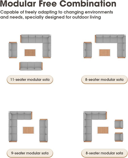 Aluminum Outdoor Patio Furniture Set, 11 Seats Patio Conversation Sets - Image 5