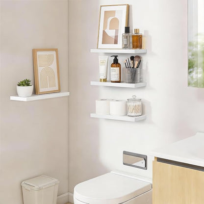 BAYKA Floating Shelves for Wall, 15.7in Wall Mounted Rustic Wood Shelves for - Image 4