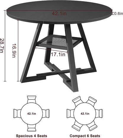 Jocoevol Round Dining Table for 4, Kitchen Dining Room Circle Dinner Pedestal - Image 2