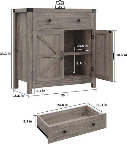 HOSTACK Coffee Bar Cabinet, Kitchen Storage Cabinet, Modern Farmhouse Buffet - Image 3